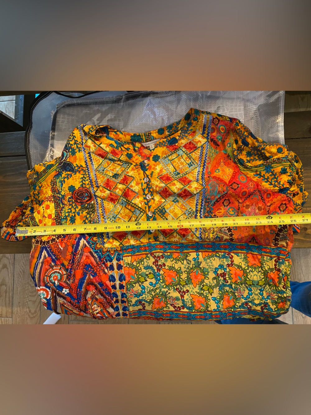 John Mark Vibrant Patchwork Blouse embroidered tunic style - Picture 9 of 9